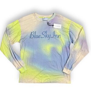 Blue Sky Inn T-Shirt Mens M Tie Dye Long Sleeve Tee Blue Embroidered Logo Green